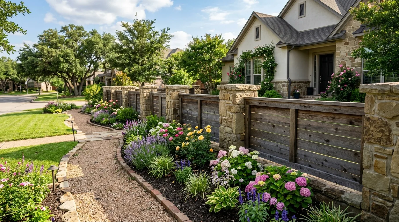 Fence With Stone Post Accents